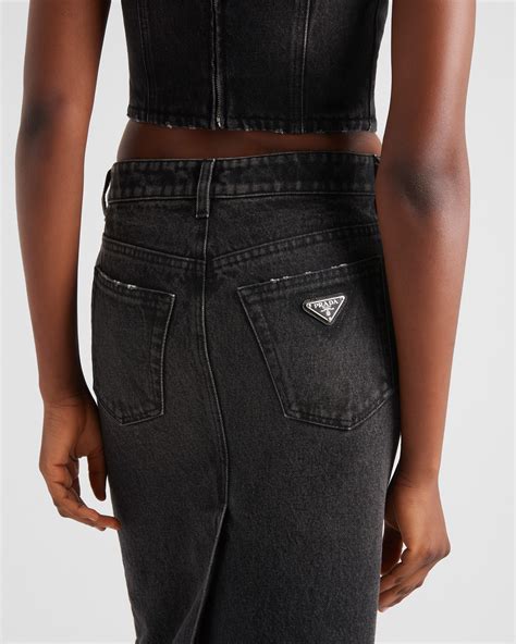 prada jeans skirt|prada denim skirt.